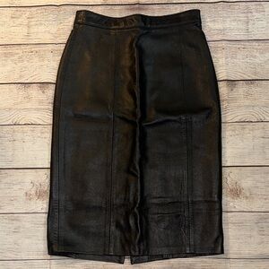 Vintage Black Leather Pencil Skirt